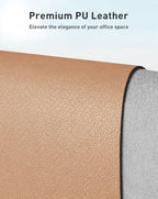 Aothia Faux Leather Desk Mat Mouse Pad, 47.2" x 23.6", Khaki - Image 2