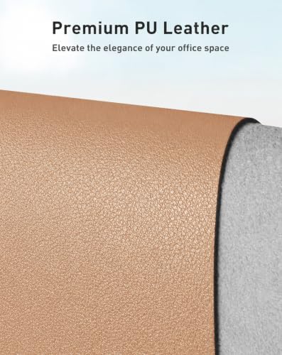 Aothia Faux Leather Desk Mat Mouse Pad, 63" x 24", Khaki - Image 2