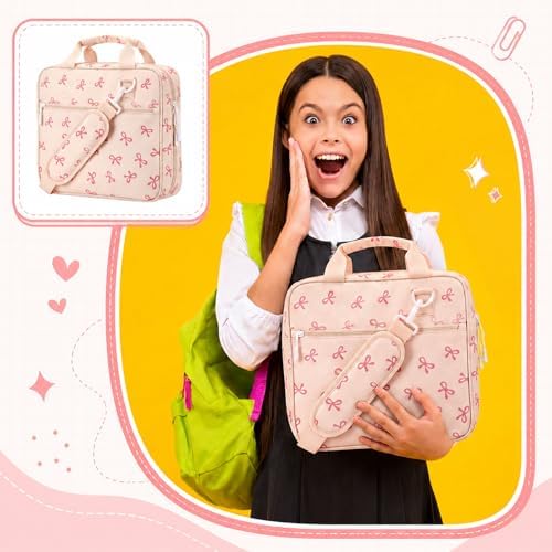 Zipper Binder Folder Keeper with Strap 2", 3 Ring, Pink, Bow - Image 4