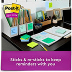 Post-it Super Sticky Recycled Notes, 3x3 in, 5 Pads, 2X The Sticking Power, Oasis Collection, 30% Recycled Paper (654-5SST) - Image 5