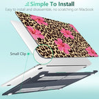 Case for MacBook Pro 13 inch M2 M1 2025-2022 2020 A2338 A2289 A2251, Plastic Hard Shell Laptop Case with Keyboard Cover, Trackpad Protector, 2 OTG Adapters, Leopard Flowers - Image 6