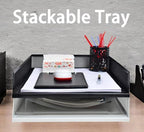 A3 Metal Letter Tray, 2pcs/4pcs/6pcs, Stackable Paper Tray, Metal Mesh Desktop Organizer, File Document Storage Rack for Home, Office, School, Black/White, Horizontal/Vertical (4, Vertical,Black) - Image 4