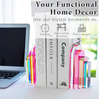 Crystal Geometric Triangle Bookends Heavy Non-Skid for Shelves Office Decor - Image 2