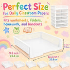 6 Pcs White Turn in Trays Classroom, Stackable Paper Bins for Classroom, 13x9x2.8 inch Plastic Baskets Desktop Organization System Office (White) - Image 2