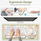 Desk Mat, 4in1 Large Mouse Pad with Wrist Rest, Cute Desk Matt for Desktop, Deskpad Mat, Anti-Slip XXL Computer Ergonomic Mousepad with Wrist Support for Keyboard and Mouse I Elegant Daisy Florals - Image 5