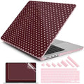 DONGKE Compatible with MacBook Pro 16 Inch Case (2026-2021 Release, M5 M4 M3 M2 M1 Pro/Max Chip), Plastic Hard Shell with Keyboard Cover & Screen Protector for MacBook Pro 16", Burgundy Polka Dots by DONGKE