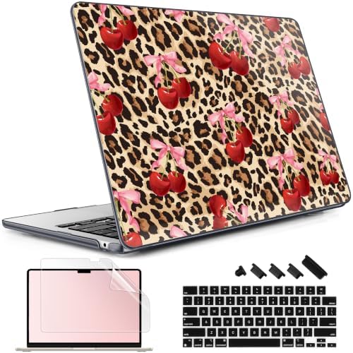 May Chen for M5 MacBook Air 13.6 Inch Case 2026 2025 2024-2022 Release M5 A3449 M4 A3240 M3 A3113 M2 A2681, Plastic Hard Shell Case for MacBook Air 13.6" with Retina Display, Cherry and Cheetah by MayChen