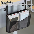 Fockety Desk Side Storage, No Drill Steel Under Desk Storage Laptop Holder, Mesh Hanging Desk Organizer, Clamp On Desk Shelf, Side Desk Organizer, Desk Storage Holder for Office and Home - Image 2