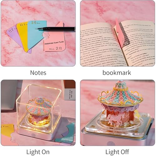 3D Calendar 2027, Desk Time Piece Calendar 2027,Tear-Away 3D Paper Art Notepad w LED Lights,Creative 3D Memo Artsy Pad Calendars, DIY Paper Carving Gift (Carousel) - Image 5