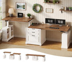 SEDETA 98.4'' Standing Two Person Desk with 3 Drawers, Storage Cabinet by SEDETA