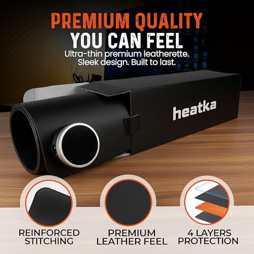 Classic Desktop Hand Warmer Heated Desk Pad – Large Heated Desk Mat for Cold Office & Home, PVC Leather Heated Mouse Pad for Keyboard & Mouse, Auto Shut-Off - Image 4