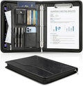 Zippered Padfolio with 3-Ring Binder & Clipboard, PU Leather Portfolio Organizer for Men Women, A4 Document Holder with Phone Pocket Pen Loops Card Slots, Professional Business Interview Folder Black by Toplive