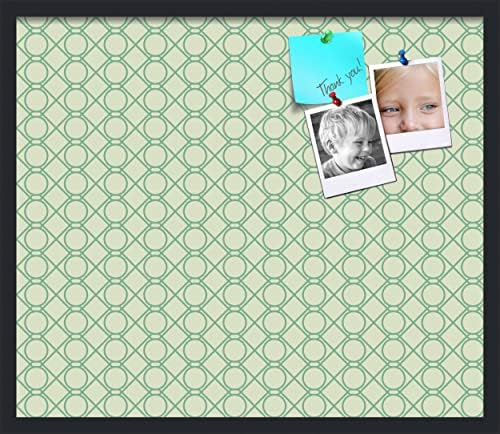 PinPix 28x24 inch Cork Bulletin Board. This Decorative Framed Pin Board Comes with Diamond Pattern in Green Design and Satin Black. Ideal for Home, Office Decor or School (PinPix-586) by PinPixBulletinBoards