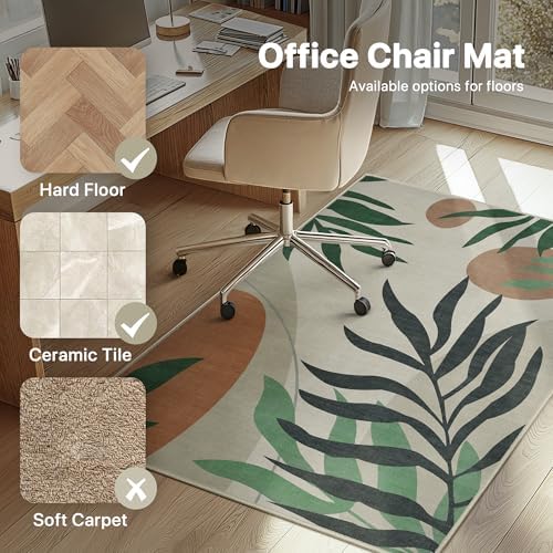 36"x48" Office Chair Mat for Hardwood Floor, Non-Slip Washable Beige Grey - Image 3