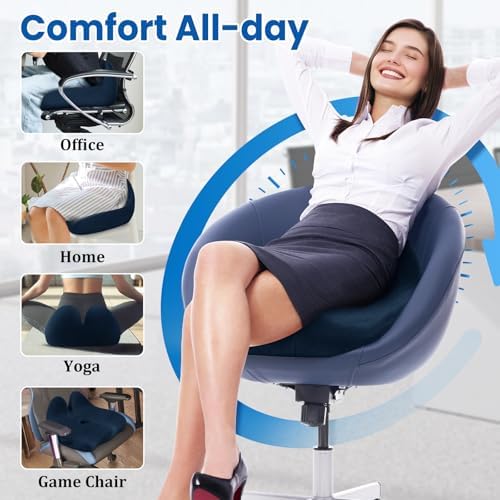 CushZone Ergonomic Seat Cushion, Sciatica Support for Office Chair, Blue - Image 5