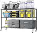 3 Tier Storage Racks Shelving, Heavy Steel Pantry Shelves, Adjustable Wire Shelving Rack with Wheels, Suitable for Garage, Kitchens, Offices, 46" W x 17.7" D x 41" H, Black by Unknown