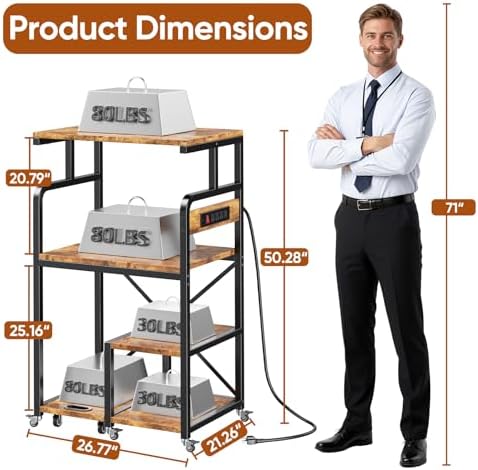 POKIPO 4 Tier Large Printer Stand Table with Power Outlet Adjustable Shelf - Image 2