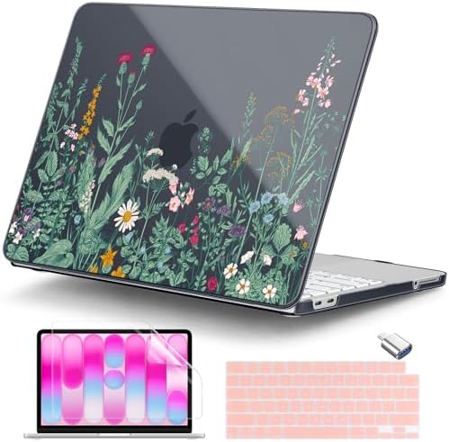 DONGKE Compatible with MacBook Neo 13 Inch Case 2026 A3404 A18 Pro chip & Touch ID, Plastic Hard Shell with Keyboard Cover, Screen Protector & Dust Plugs, Garden Floral by DONGKE