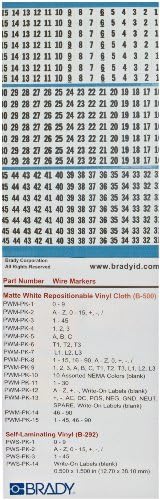 Brady PWM-PK-3 B-500 Matte Repositionable Vinyl Cloth, Black On White Color Porta-Pack Number Wire Markers, Legend "1 Thru 45" - Image 2