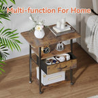 Printer Stand with Storage, 3-Tier Printer Table with Fabric Drawers, Brown - Image 6