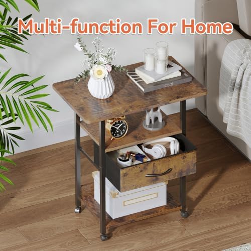 Printer Stand with Storage, 3-Tier Printer Table with Fabric Drawers, Brown - Image 6