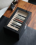 wood pen display case 36 slot Fountain pen Box storage Organizer with drawer, Top Glass Window Pen Collection Display Case - Image 2