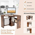 Tangkula Corner Desk, 90 Degrees Triangle Computer Desk for Small Space, Bedroom Makeup Vanity Desk with Storage Shelves & CPU Stand, Space Saving - Image 5