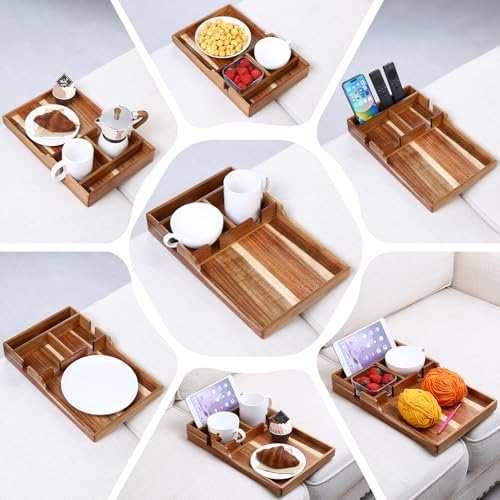 Nnewvante Couch Table Insert for Sectionals,15.35x9.84-inch Acacia Wood - Image 2