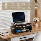 Printer Stand for Desk, Desktop Printer Shelf for Home Office, Brown - Image 3