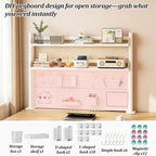 Metal Desktop Bookshelf with Pegboard, Clamp on Desk Organizer Shelf, Multi-Tier Desktop Hutch for Dorm Room, Countertop Storage Display Rack, Desktop Bookcase for Study Offices - Image 3