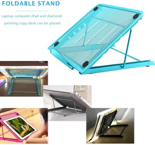 Foldable Light Box Stand Multifunction Skidding Prevented Tracing Holder 6 Angle Points Portable for Diamond Art Painting (Blue) - Image 4