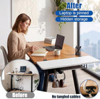 Novabright 30" X 12" Desk Extender Tray with Side Storage Rack Heavy Duty Desk Extender Under Desks Laptop Mount Keyboard Extenders for Desks with a Concealed Storage Area for Cable & Earphone (White) - Image 3