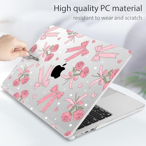Tuiklol for 2026 2025 2024 2023 MacBook Air 15 inch Case Model M5 A3448 M4 A3241 M3 A3114 M2 A2941 Hard Shell Case for MacBook 15.3'' Cover, Bow & Rose - Image 6
