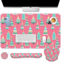 Britimes Keyboard Mouse Pad Set, 4 in 1 Desk Mat Set, Christmas Pine by Britimes