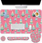 Britimes Keyboard Mouse Pad Set, 4 in 1 Desk Mat Set, Christmas Pine by Britimes
