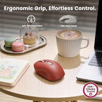 Wireless Keyboard Mouse Combo, Magnetic Wrist Rest, Round Keycaps, Wine Red - Image 6