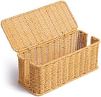 YECAYE Handwoven Rattan Style Cable Management Box, Decorative Storage Cord Organizer Box for Power Strips & Cords, Cord Hider for Home, Kids & Pet Safety, DIY-Friendly Cord Management by Yecaye