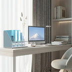SUPEASY Desk Organizers Metal Desk Magazine File Holder with 5 Vertical Compartments Rack File Organizer for Office Desktop, Classroom, Home Workspace, White Plus - Image 7