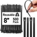 Reallnaive 500 Pcs 8 Inch Reusable Zip Ties Outdoor Heavy Duty 120lbs by Reallnaive
