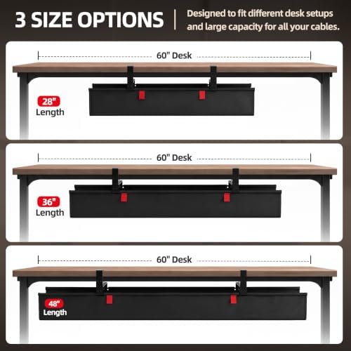 48 Inch Under Desk Cable Management Tray No Drill Desk Cord Management Organization, Large-Capacity Cable Organizer for Home and Office Work Accessories - Image 6