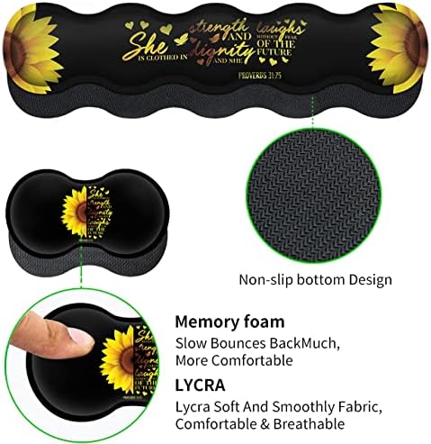 Gaming Black Mouse Pad + Keyboard Wrist Rest XL Large Mouse Mat Sunflower Christian Verse Proverbs 31-25 Extended Desk Pad Non-Slip Rubber Mice Pads Stitched Edges Pad (31.5x11.8 in) - Image 3