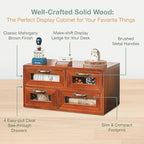 Store and Display Wooden Desk Top Organizer Cabinet - Mahogany Wood Display Chest with 4 See-Through Drawers - Additional Storage for Work Table, Vanity, Dresser Shelf or Kitchen Counter - Image 4