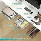 SVNNELP Under Desk Table Drawer Storage Organizer,3 Pack Small & Medium & Large Slide Out Desk Drawers - Hidden Desktop Organizer,Adhesive Storage Pencil Tray Under Table(Clear/LMS) - Image 3