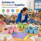 gisgfim 6 Pack Plastic Classroom Caddy with 6-Compartments Plastic Storage Caddies with Handle 6 Compartments Table Caddy Organizer Versatile Table Caddies for Classroom Office Storage, Pastel Color - Image 5