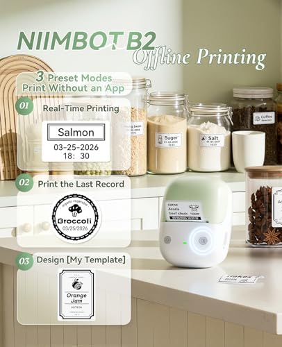 NIIMBOT B2 Label Maker Machine with Tape for Home Office, Green White - Image 2