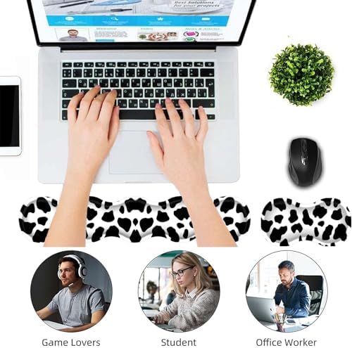 Keyboard Wrist Rest and Mouse Pad Wrist Support Set,Ergonomic Memory Foam Wrist Pad & Non Slip Base for Home Office Working Studying Easy Typing,Cow Pattern - Image 6