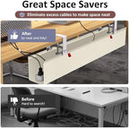 36" Under Desk Cable Management Tray for Home Office, No Drill Cord Organizer for Glass & Wood Table, Anti-Sag Oxford Fabric Wire Management Hider, Fits Surge Protector (Beige, 35.8") - Image 6