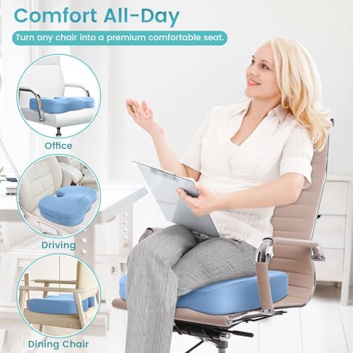 Gel Seat Cushion, Cooling Memory Foam Cushion for Office Chair, Blue - Image 6