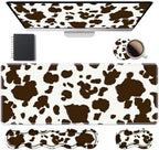 Ergonomic Keyboard Wrist Rest & Mouse Pad Wrist Rest Set, Large XXL Gaming Desk Mat 31.5"x 11.8" with Memory Foam, Easy Typing Pain Relief for Office & Home, Cow Print by Unknown