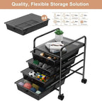 Rolling Storage Cart with Drawers 4-Tier Office Transparent Black - Image 4